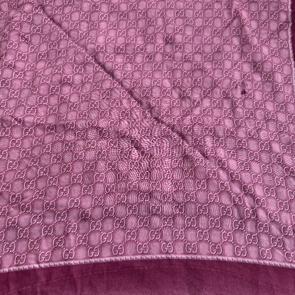 Gucci GG Monogram Jacquard Scarf Mauve Purple Wool Silk Blend - Picture 6 of 9